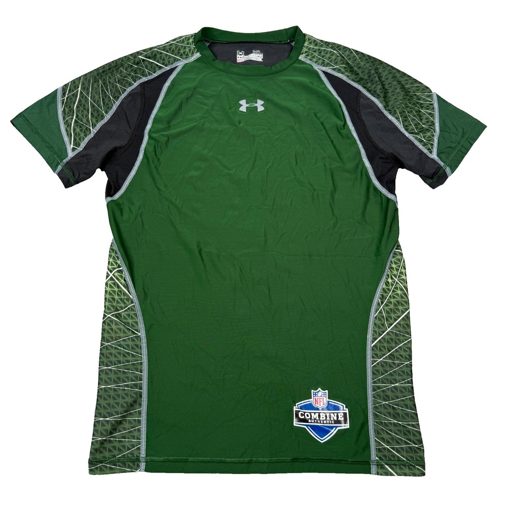 Under Armour NFL Combine Shirt Mens XL Green HeatGear Compression Football Gym